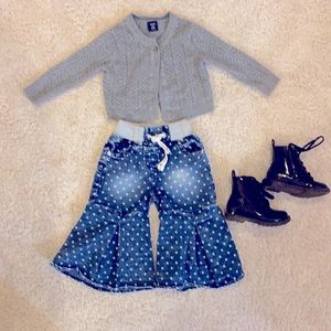 Toddler sweater and bell bottom jean 12-18 months